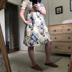 HENLY Monet MIDI Floral Linen Dress